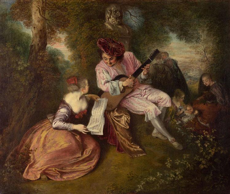 The Love Song,Jean-Antoine Watteau,51.3x59.4cm