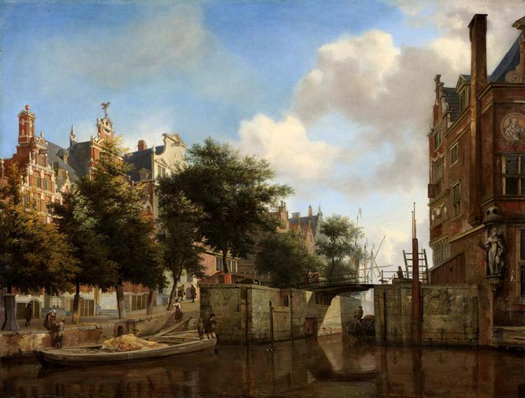 The Martelaarsgracht in Amsterdam,Jan van der Heyden,44x57.5cm