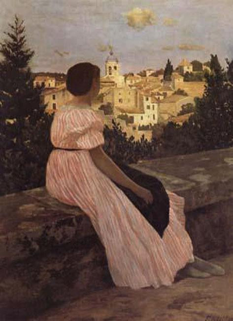 The Pink Dress,Frederic Bazille,27.5x36cm