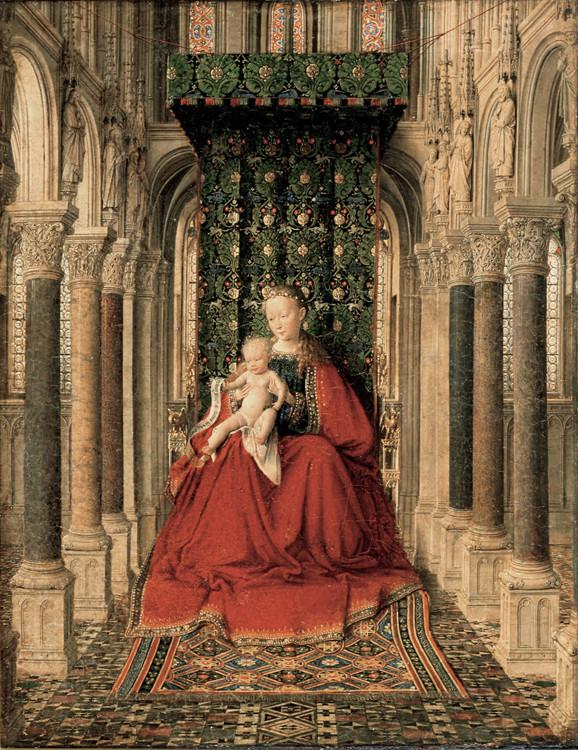 The Virgin and Child in a Church,Jan van Eyck,27.3x21cm