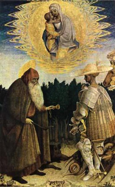 The Virgin and Child with the Saints George,PISANELLO,47x29cm