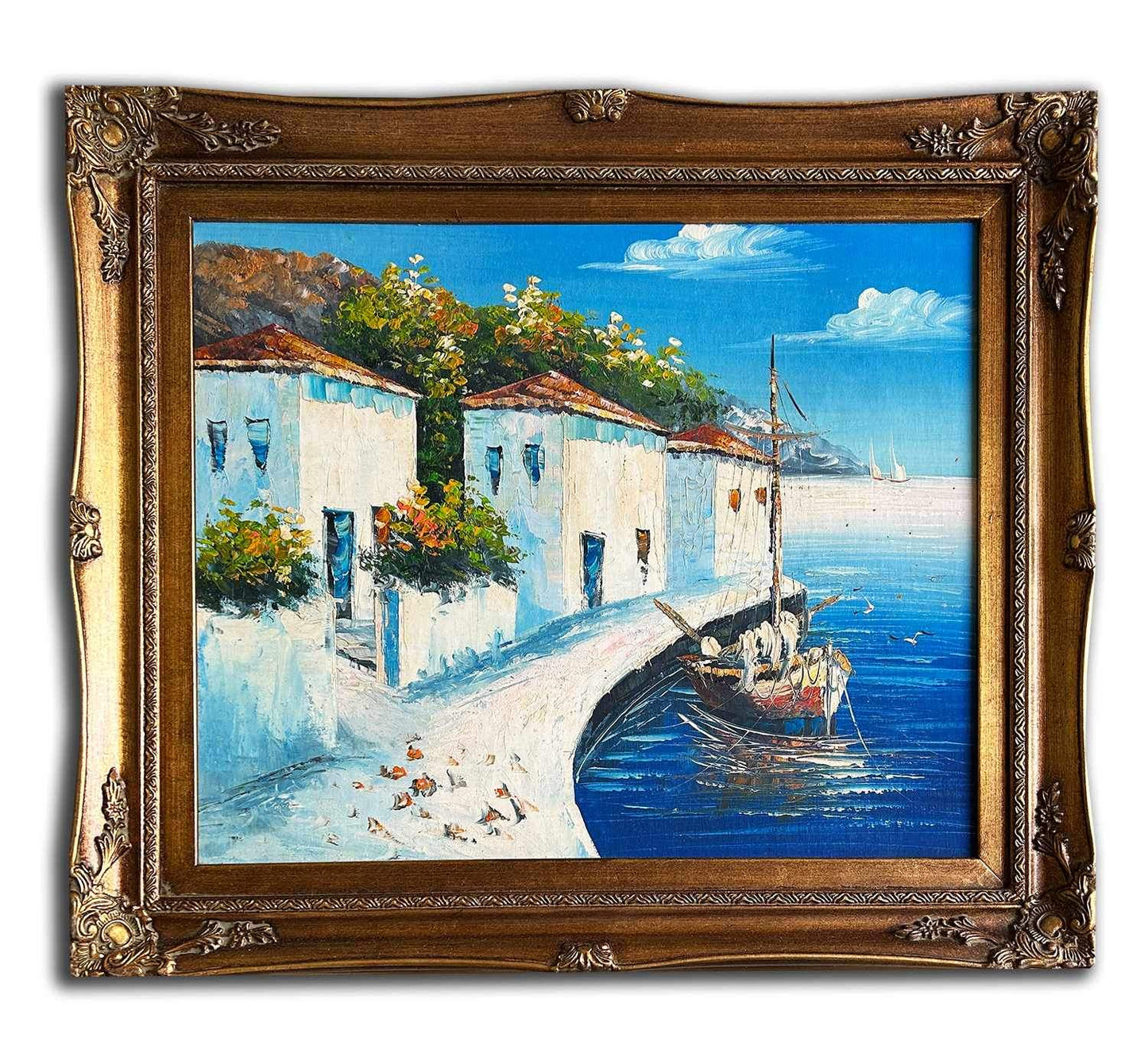 The mediterranean, hand-painted oil painting, 54x64 cm or 21x25 ins