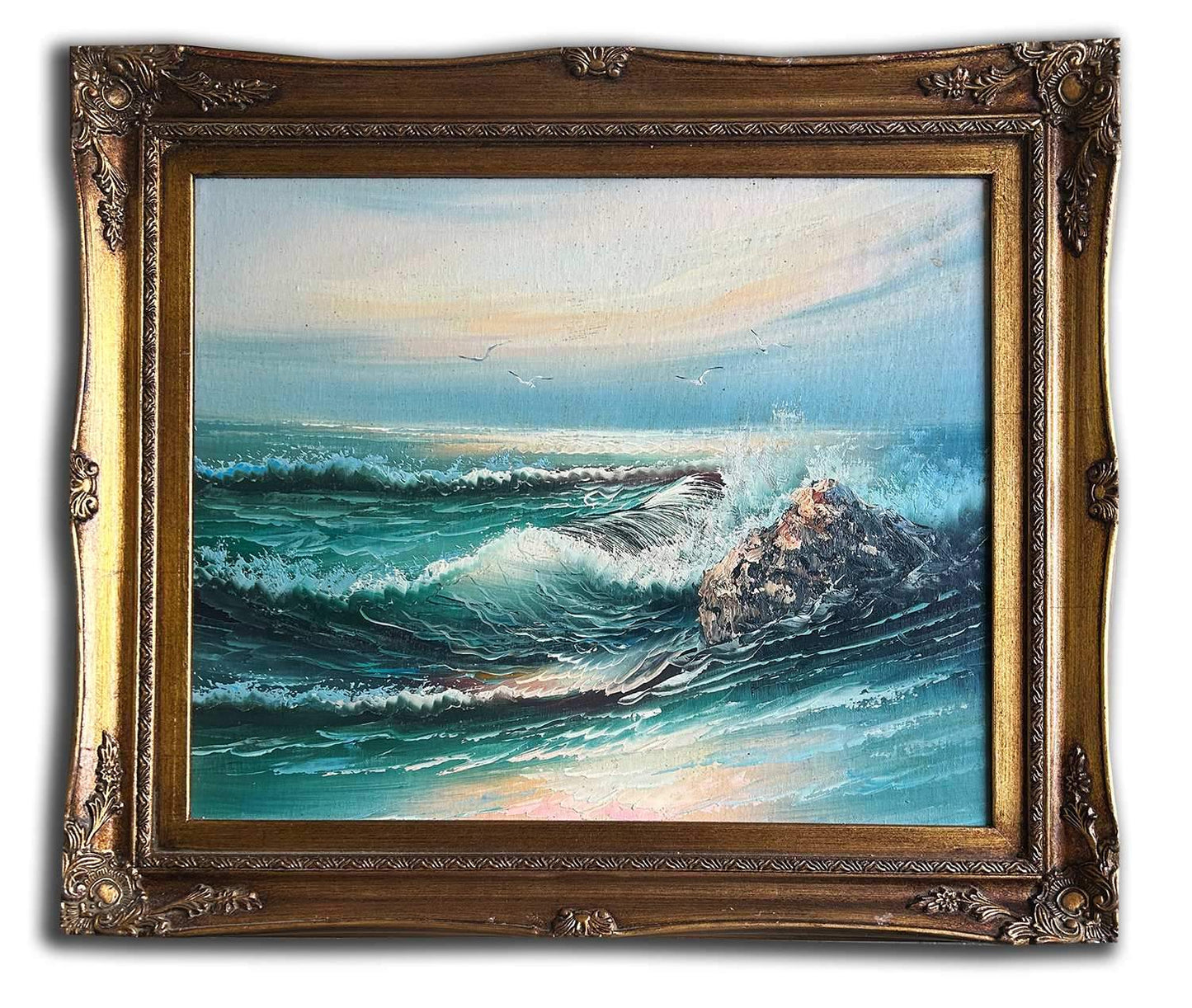 The sea, hand-painted oil painting, 54x64 cm or 21x25 ins