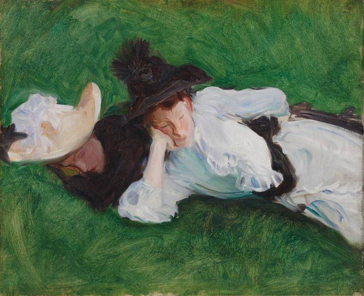 Two Girls on a Lawn,John Singer Sargent,55.6x64.3cm