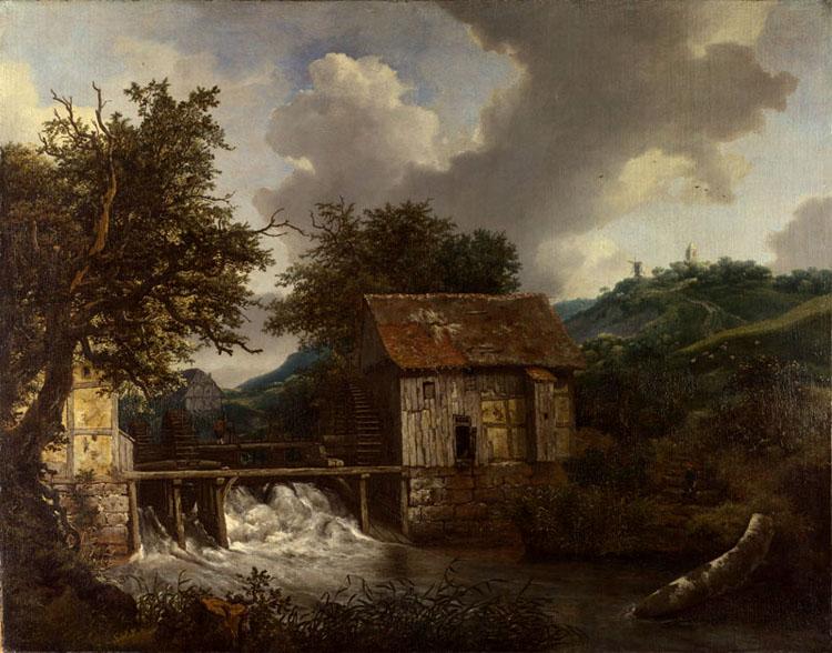 Two Watermills and an open Sluice,Jacob van Ruisdael,50x40cm