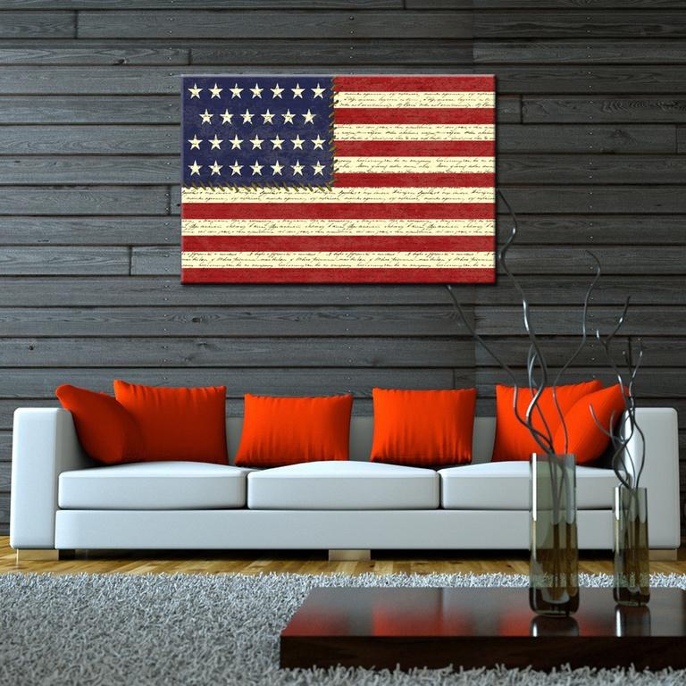 USA flag, stretched and ready to be hanged 36x24 ins
