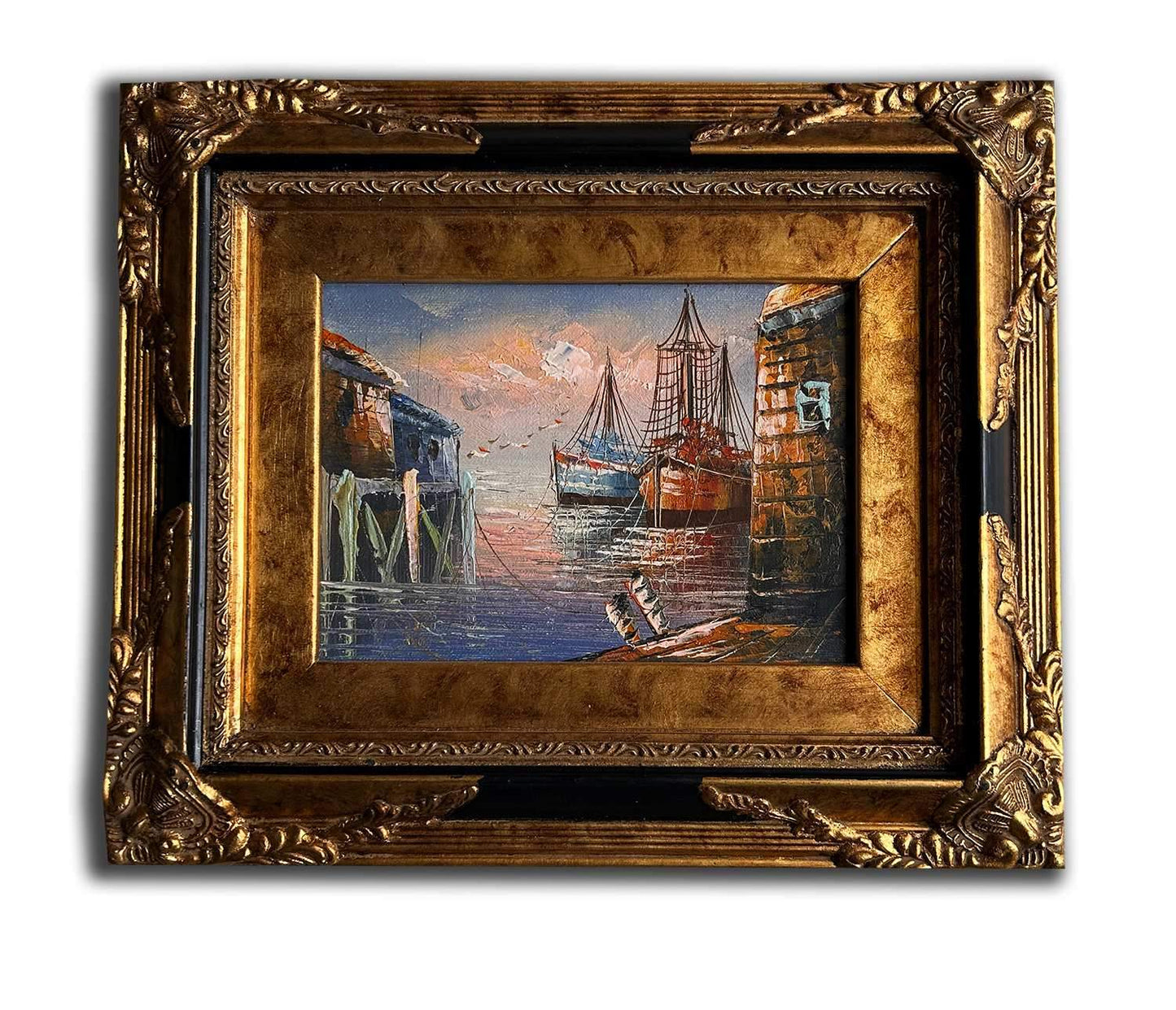 Venice and port, hand-painted 25x30 cm eller 10x12 ins