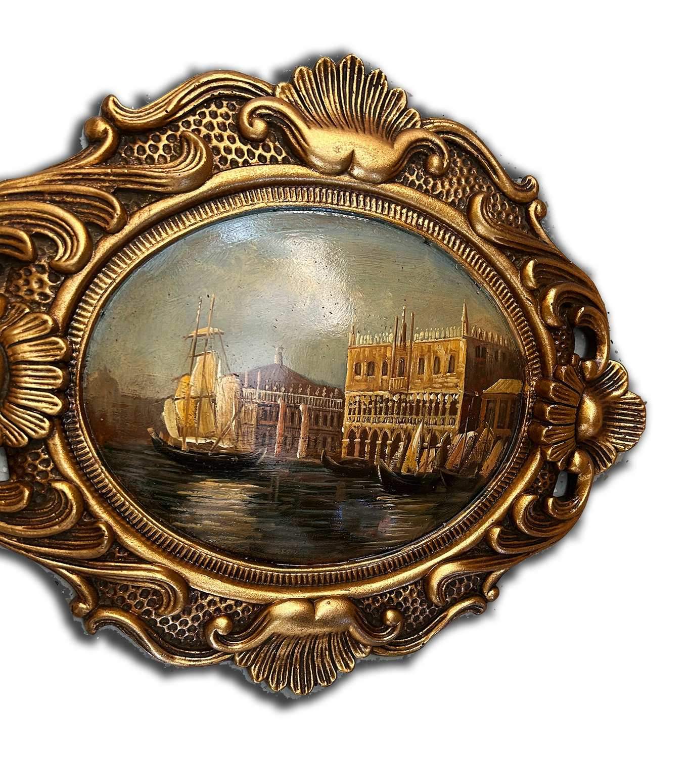 Venice painting with fantastic frame, inner size 20x25 cm