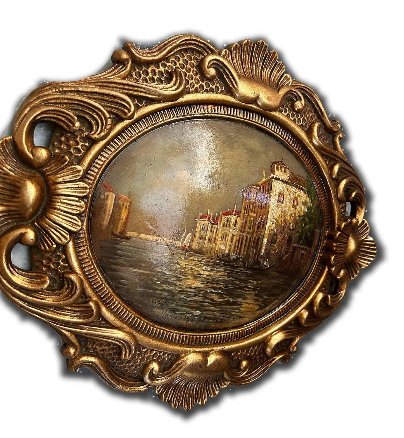 Venice painting with fantastic frame, inner size 20x25 cm