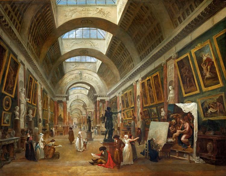 View of the Grande Galerie,Hubert Robert,50x40cm