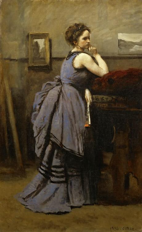 Woman in Blue,Jean Baptiste Camille Corot,60x37cm