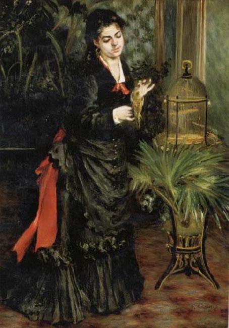 Woman with a Parrot(Henriette Darras),Pierre Renoir,60x40cm