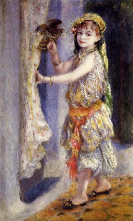 Young Girl with a Falcon,Pierre Renoir,80x40cm
