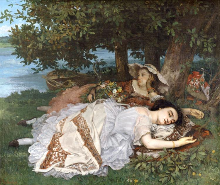 Young Women on the Banks of the Seine,Gustave Courbet,60x50cm