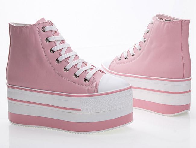 #35 Casual skor i rosa färg, 7 cm höga sulor