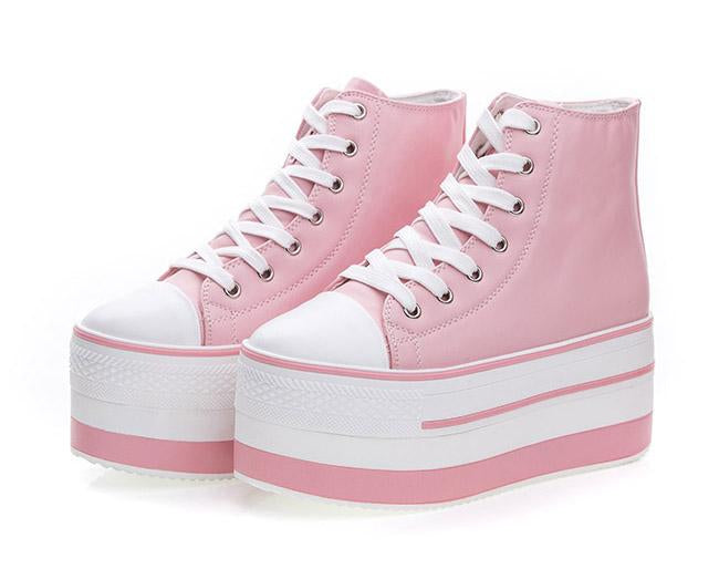 #39 Casual skor i rosa färg, 7 cm höga sulor