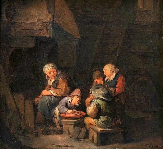 A Cottage Interior with Peasants ï¼ŒCornelis Pietersz Bega