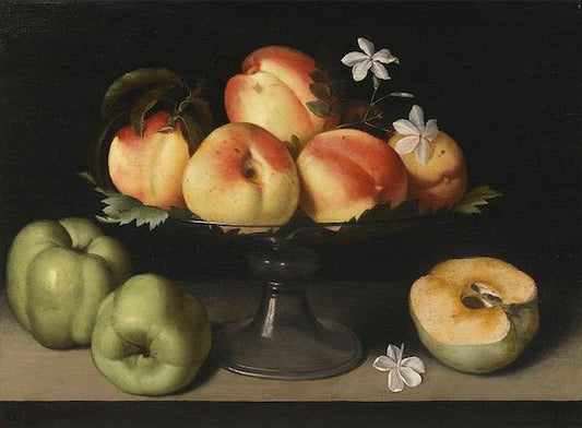 A Crystal Fruit Stand with Peaches  Fede Galizia 1578-1630