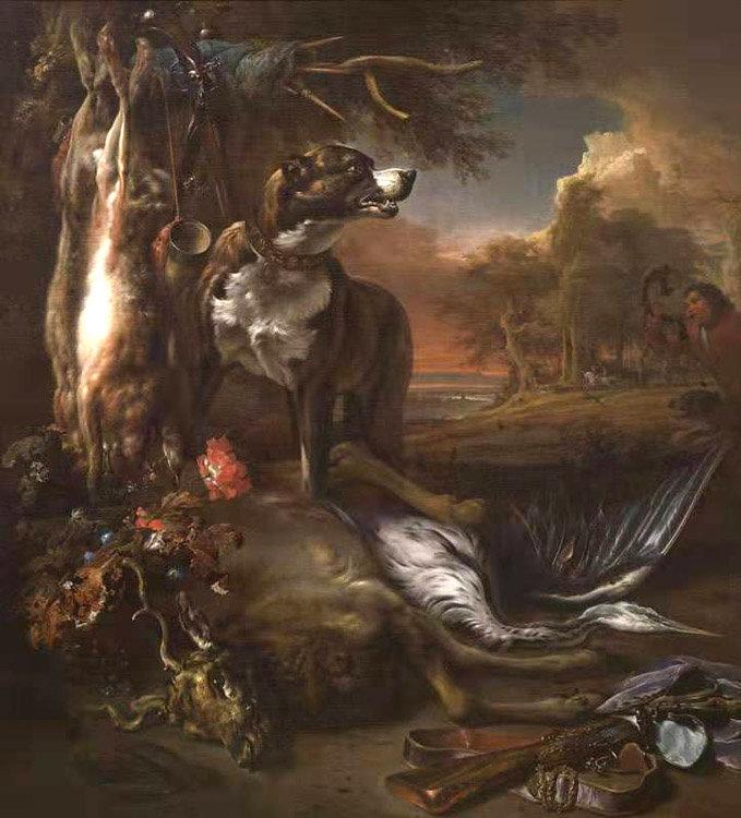 A Deerhound with Dead Game and Implements of,Jan Weenix,50x45cm