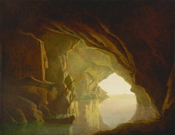 A Grotto in the Gulf  of Salerno sunset, Joseph Wright of Derby