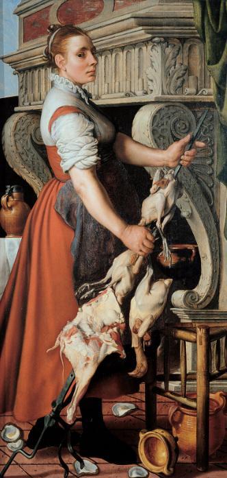 A Meat Stall with the Holy Family Giving Alms, Pieter Aertsen
