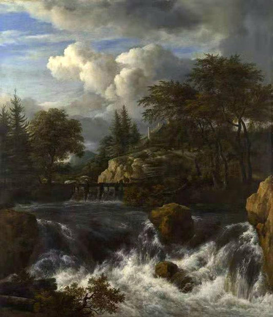 A Waterfall in a Rocky Landscape,Jacob van Ruisdael,50x43cm