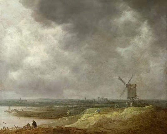 A Windmill by a River,Jan van Goyen,50x40cm