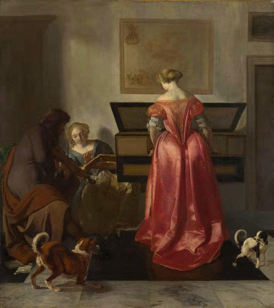 A Woman Playing a Virgind,Jacob Ochtervelt,50x44cm