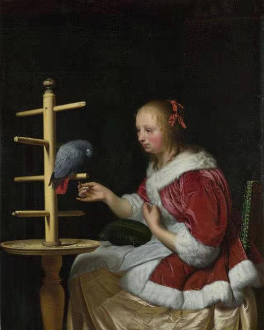 A Woman in a Red Jacket,Frans Van Mieris The Elder,50x40cm