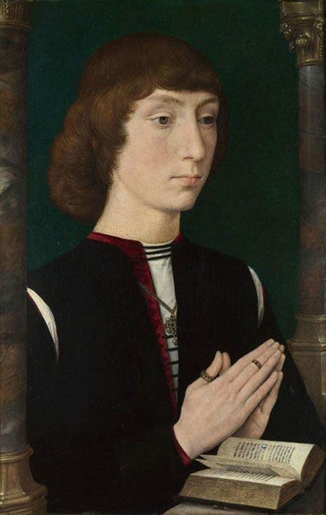 A Young Man at Prayer,Hans Memling,39x25.4cm