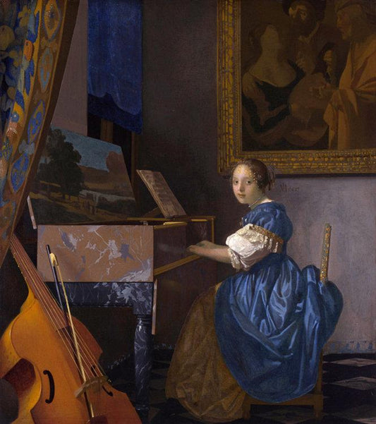 A Young Woman Seated at a Virginal,Johannes Vermeer,50x44cm