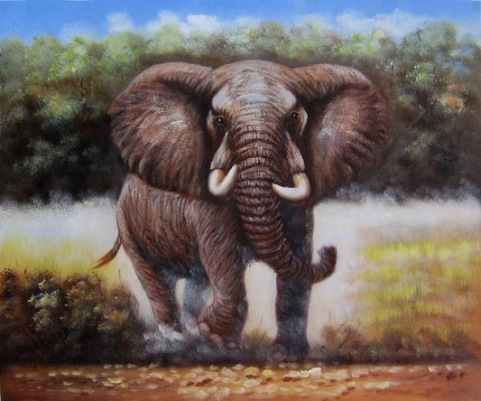 An elephant oil painting on canvas