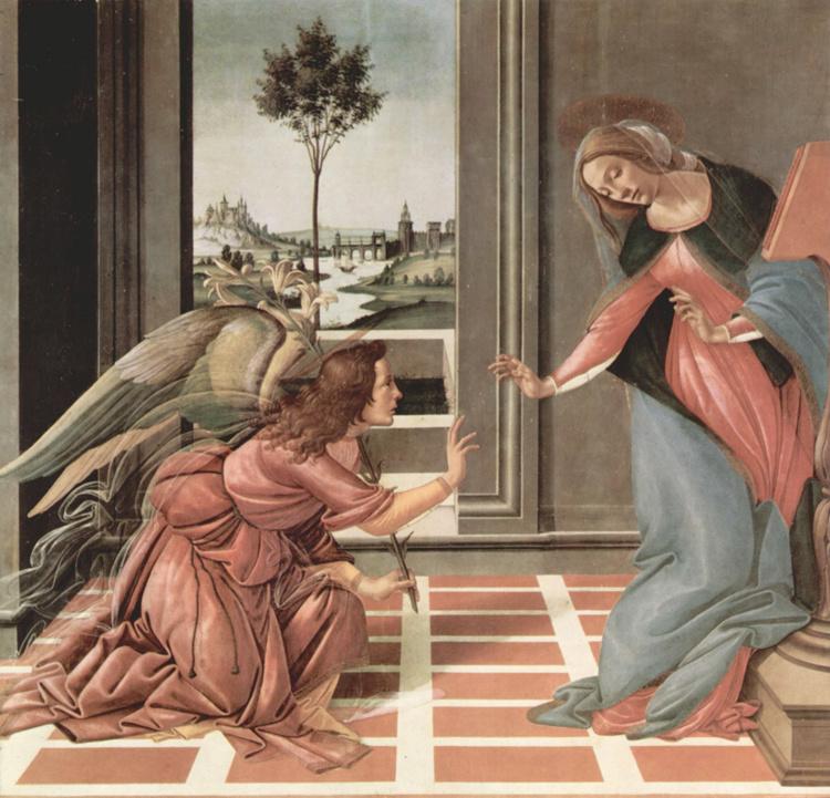 Annunciation,Sandro Botticelli,50x50cm