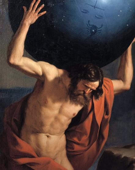 Atlas holding up the celestial globe, Giovanni Francesco Barbieri