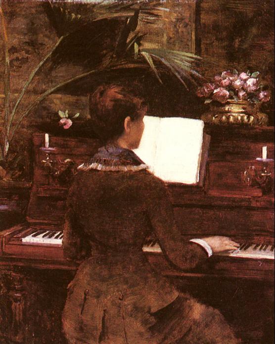 Au piano， Louise Abbéma