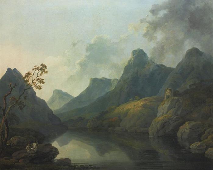 A view of Llanberis, with Dolbarden Castle,  George Barret Sr.
