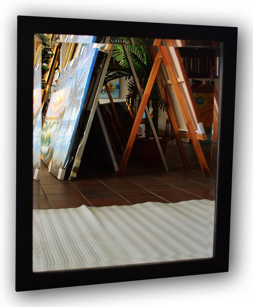 Beveled mirror in solid wood, 23x27 ins