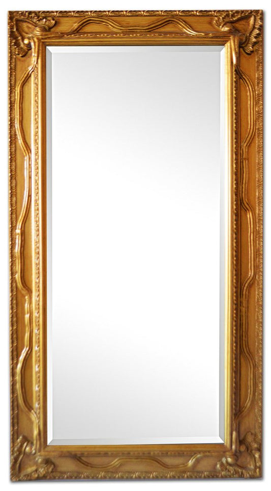 Beveled mirror in solid wood, 24x46 ins