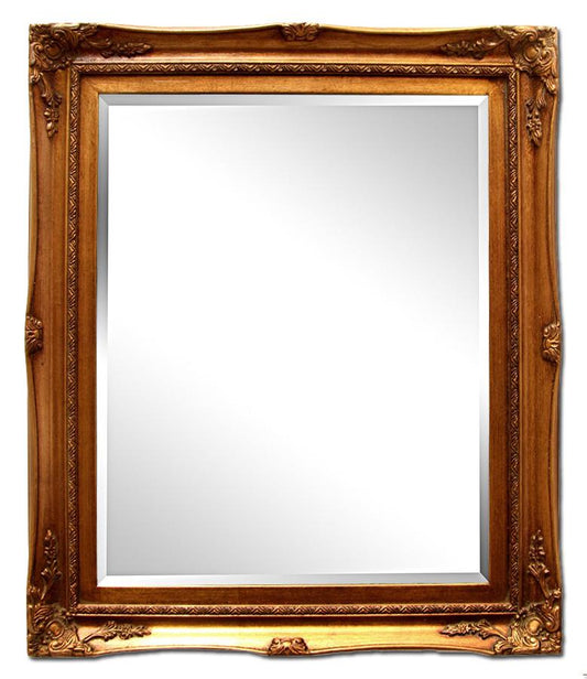 Beveled mirror in solid wood, 32x37 cm