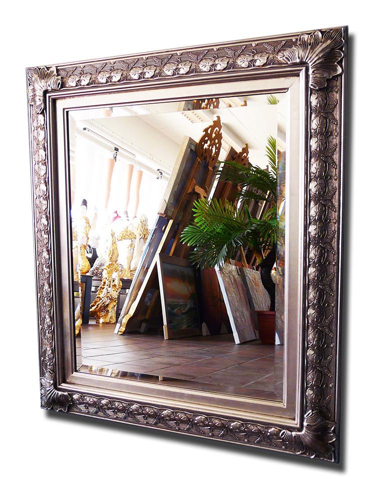 Beveled mirror in solid wood, 47x57 cm