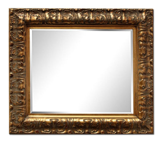 Beveled mirror in solid wood, 52x62 cm