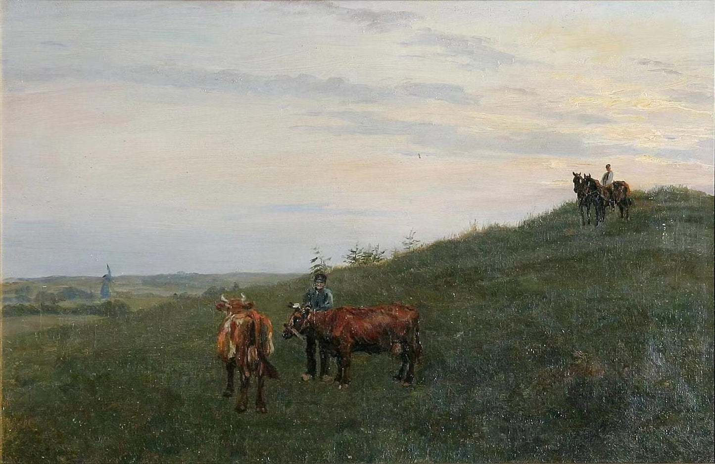 Bondemand med sine køer på marken,Otto Bache,1839-1927