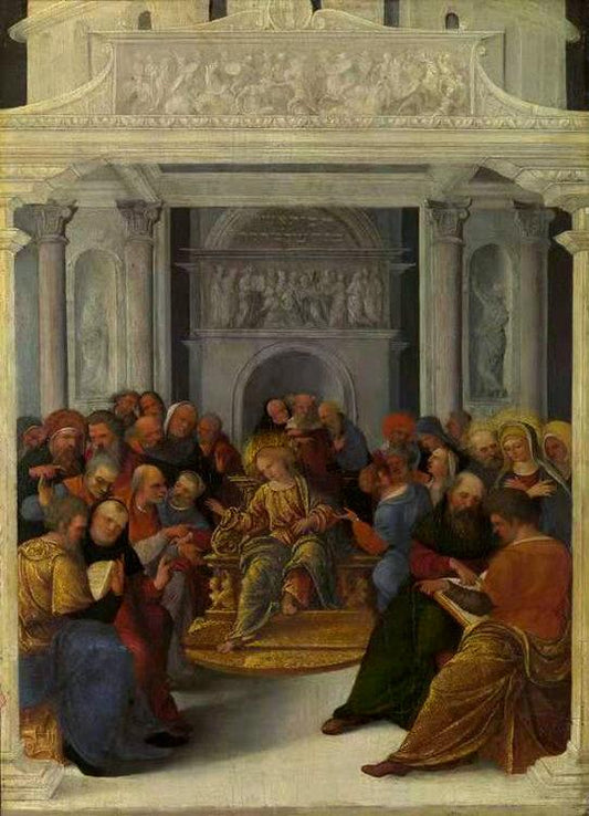 Christ Disputing with the Doctors,Lodovico Mazzolino,31.3x22.3cm