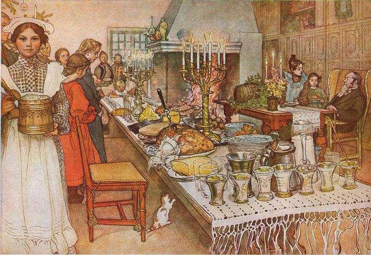 Christmas Eve Banquet,Carl Larsson,60x40cm