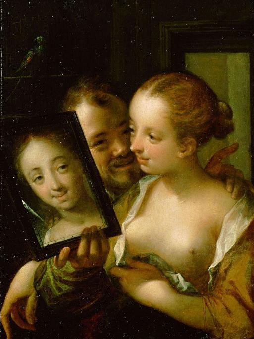 Couple with a mirror, self-portrait of the artist with his wife, Hans von Aachen