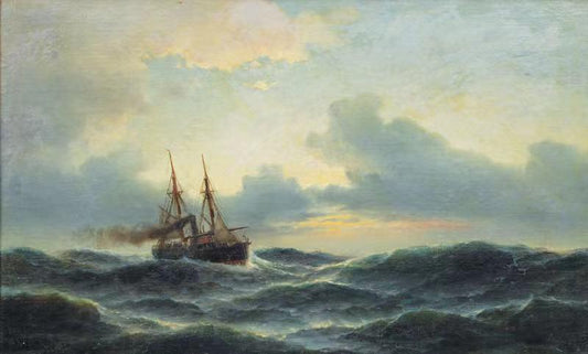 Dampfsegler auf hoher See,Carl Bille,1815-1898