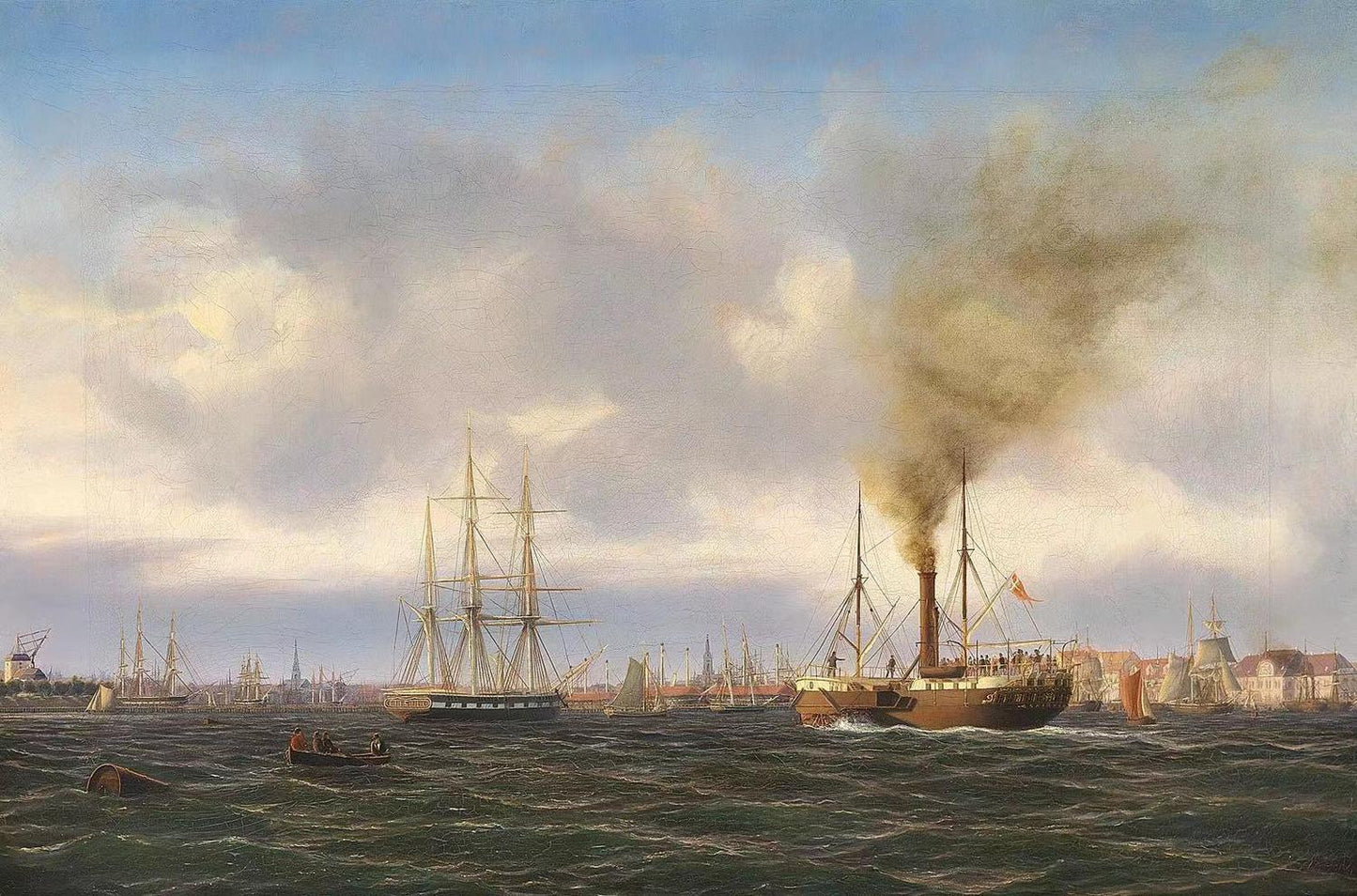 Dampskibet Skirner i Københavns Havn,Carl Bille,1815-1898