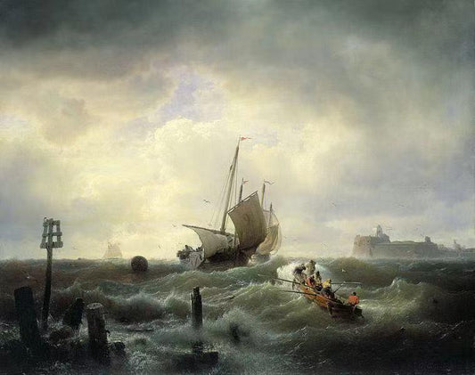 Die Einfahrt zum Hafen von Hellevoetsluys,Andreas Achenbach