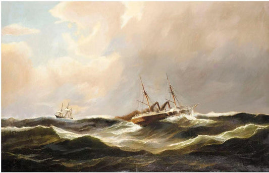 En dampskibet på åbent hav,Carl Bille,1815-1898