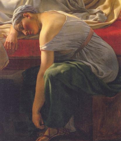 En sovende kvinde i antik dragt .  Alfred East Christoffer Wilhelm Eckersberg